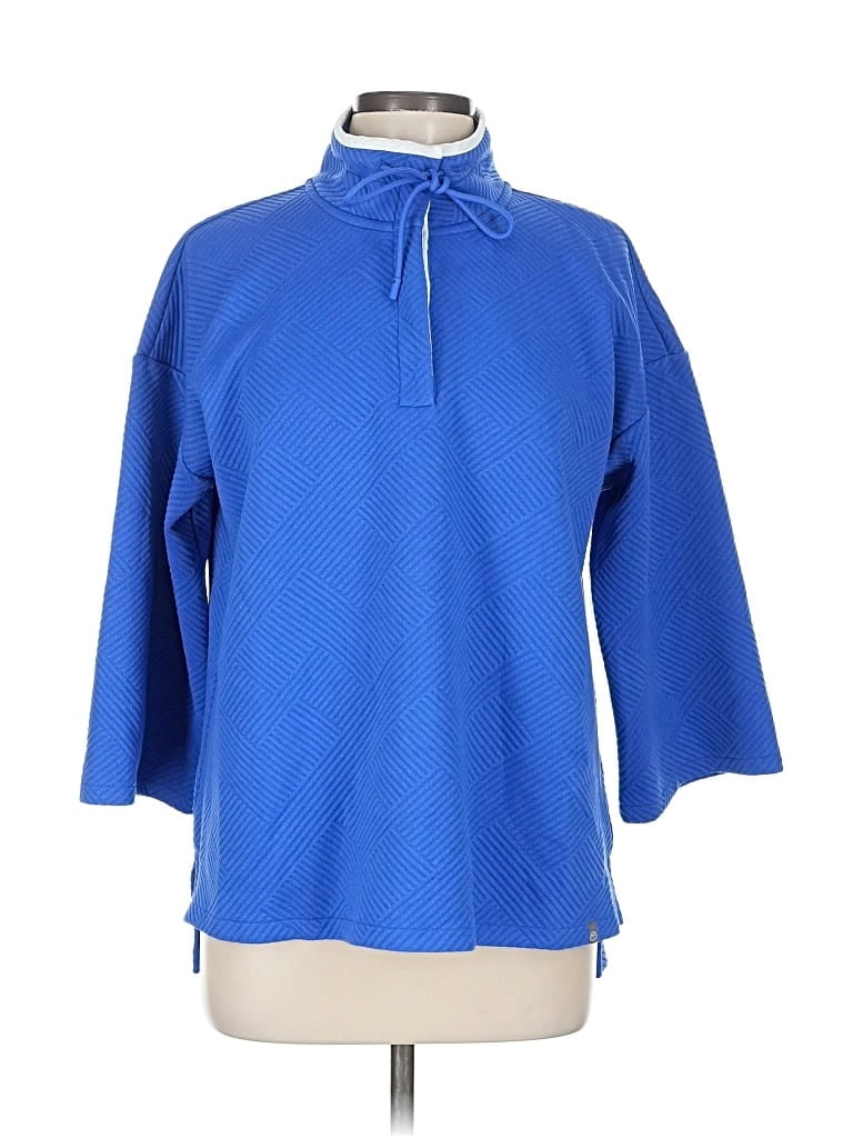 Pre-owned T By Talbots 3/4 Sleeve Top Blue Mock Neckline Tops