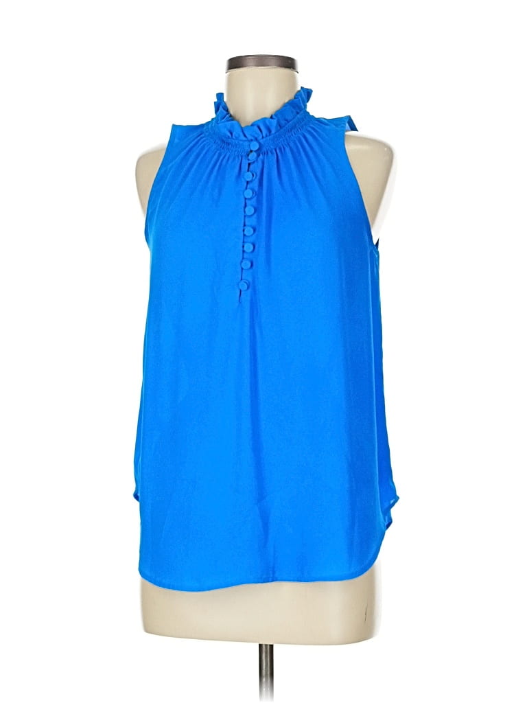 Pre-owned Ann Taylor Sleeveless Blouse In Blue