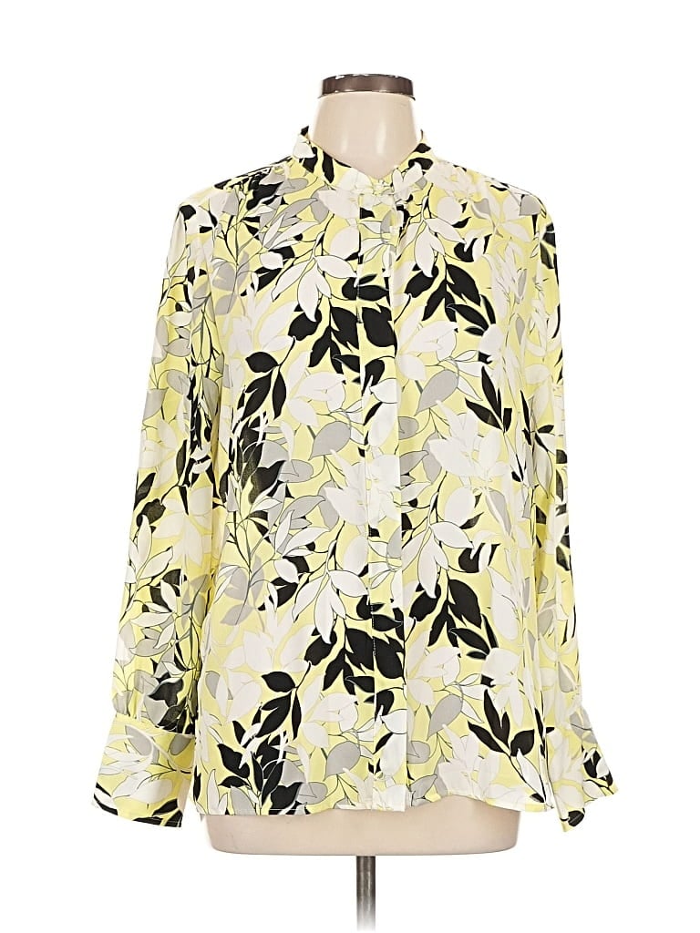 Pre-owned Ann Taylor Factory Long Sleeve Blouse In Yellow