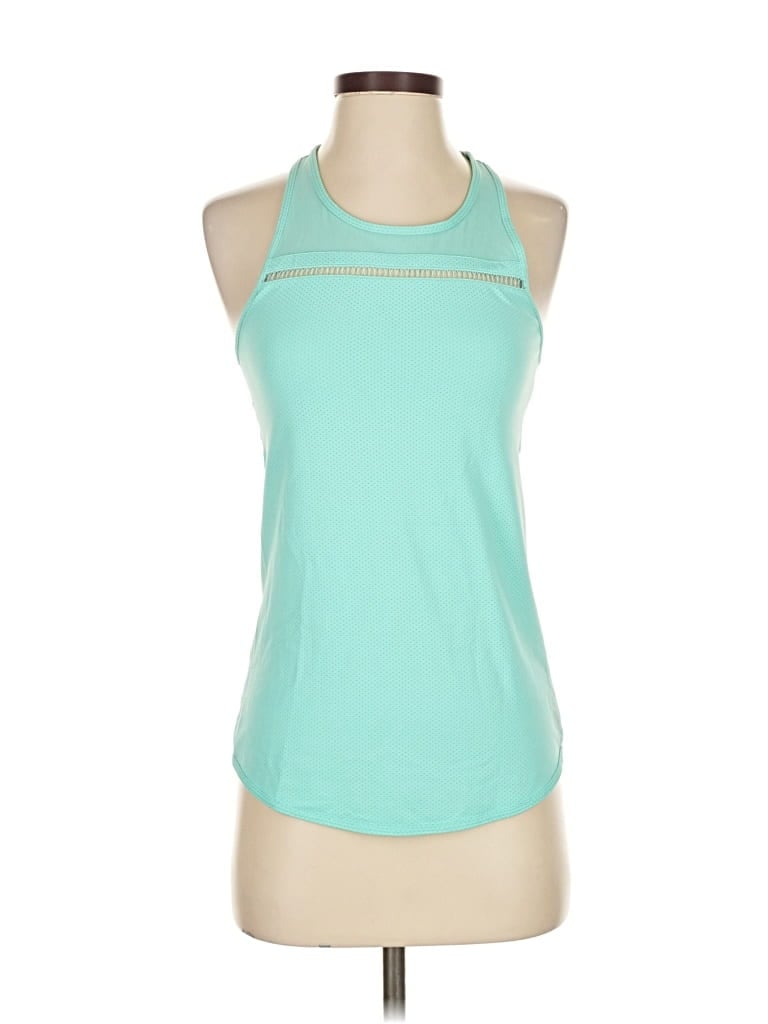 Pre-owned Made With Love Tank Top Teal Halter Neckline Tops In Blue