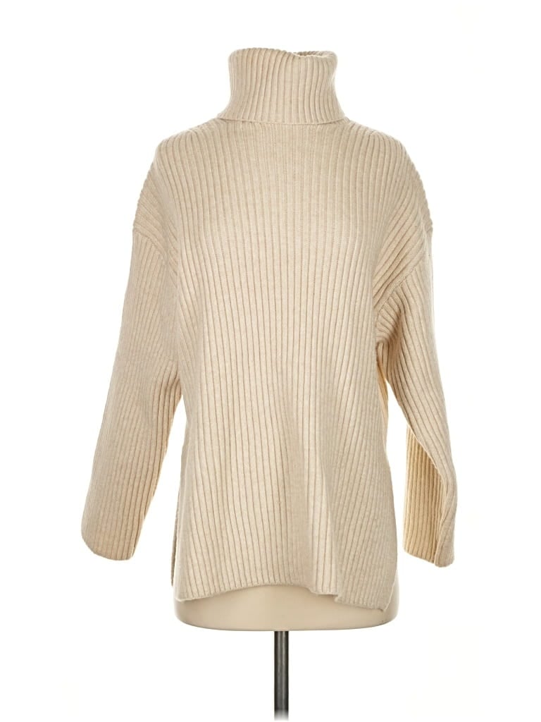 Pre-owned H&m Turtleneck Sweater In White