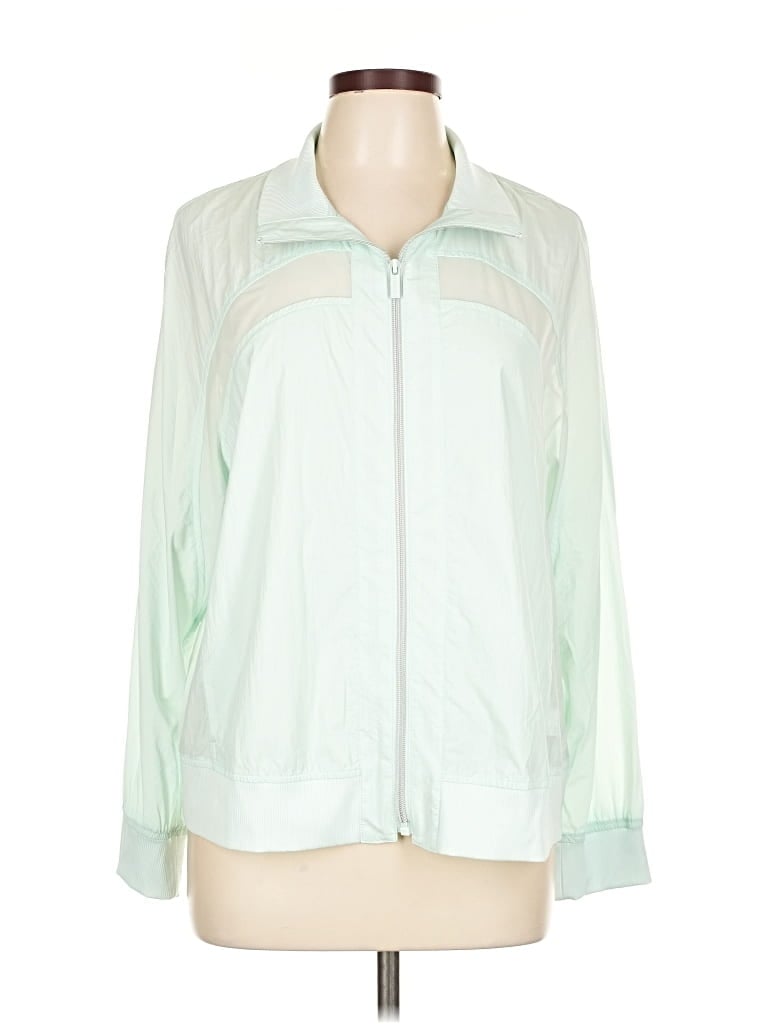 Pre-owned Zenergy By Chico's Track Jacket In Green