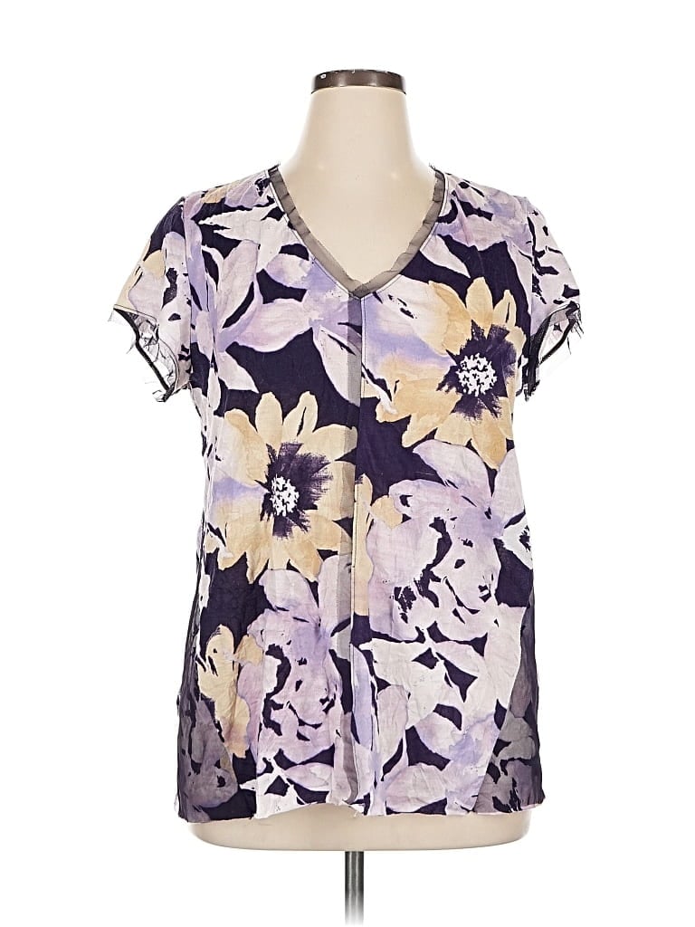 Pre-owned Simply Vera Vera Wang Short Sleeve Blouse In Purple