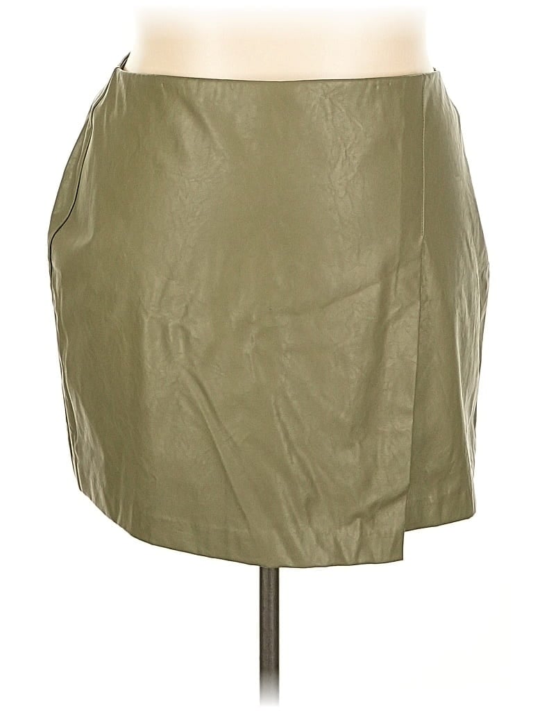 Pre-owned Bar Iii Faux Leather Skirt In Brown