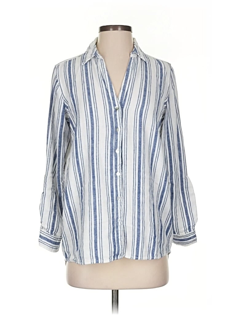 Pre-owned Sigrid Olsen 3/4 Sleeve Button Down Shirt In Blue