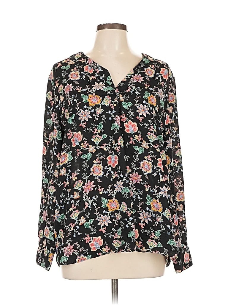 Pre-owned Banana Republic Factory Store Long Sleeve Blouse In Black