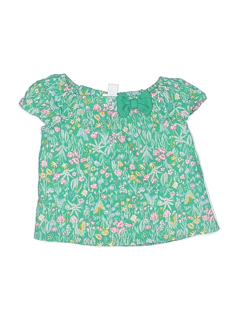 Pre-owned Crown & Ivy Babies' Short Sleeve Blouse In Green