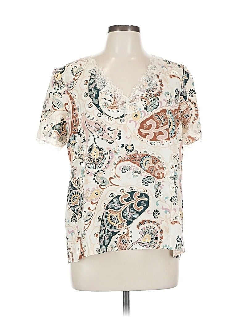 Pre-owned Cato Short Sleeve Blouse In White