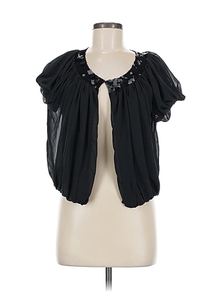 Pre-owned Ann Taylor Loft Short Sleeve Blouse In Black