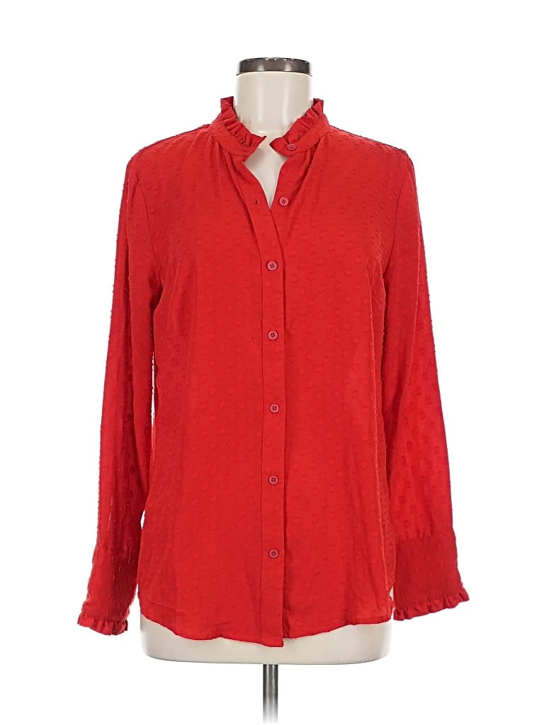 Pre-owned Banana Republic Factory Store Long Sleeve Blouse In Red