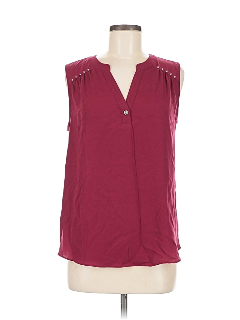 Pre-owned Fortune + Ivy Sleeveless Blouse In Burgundy
