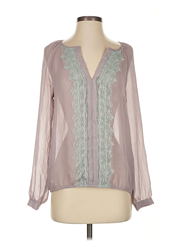 Pre-owned Ann Taylor Long Sleeve Blouse In Gray