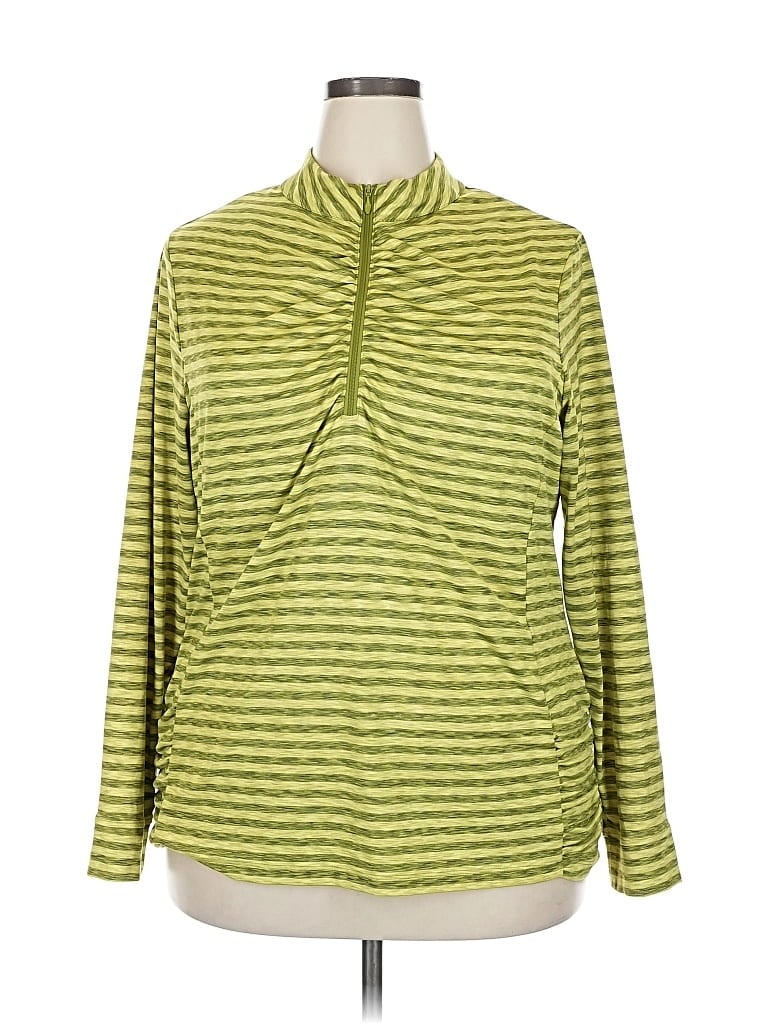 Pre-owned Coldwater Creek Long Sleeve Top Green Turtleneck Tops