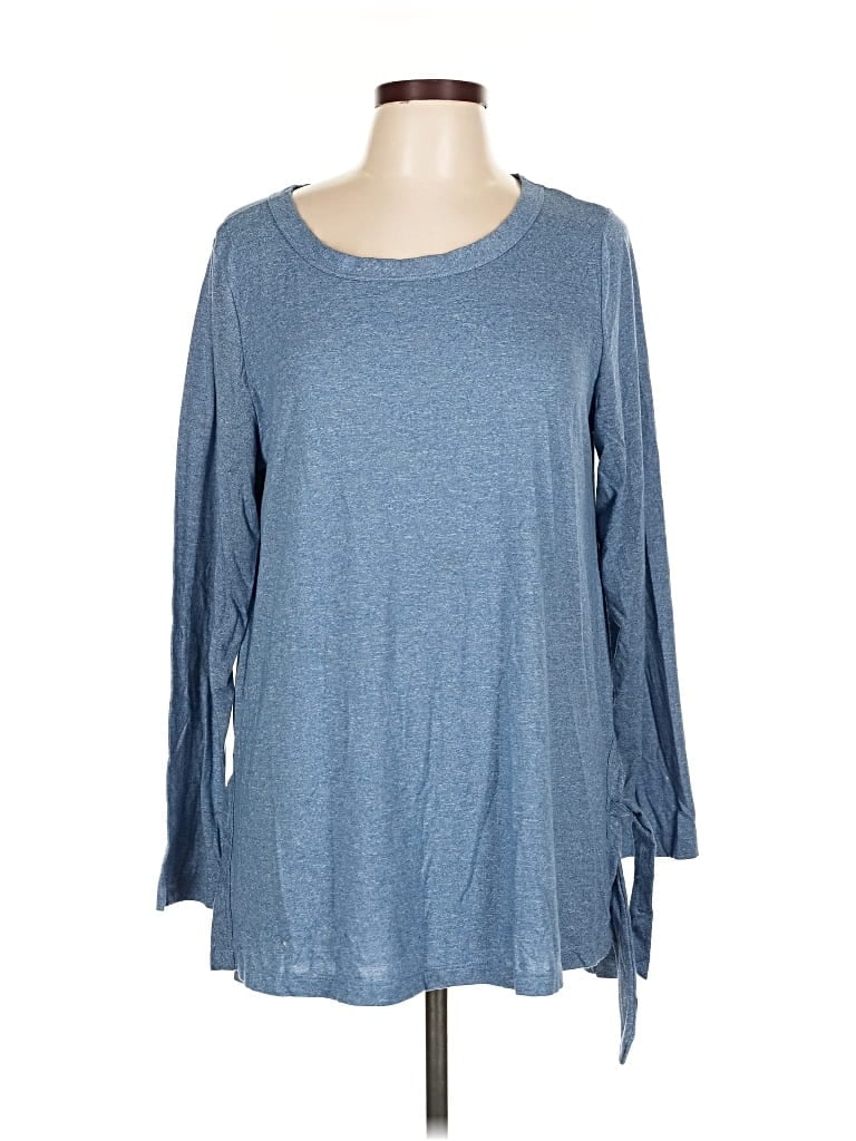 Pre-owned Soft Surroundings Long Sleeve Top Blue Boatneck Tops