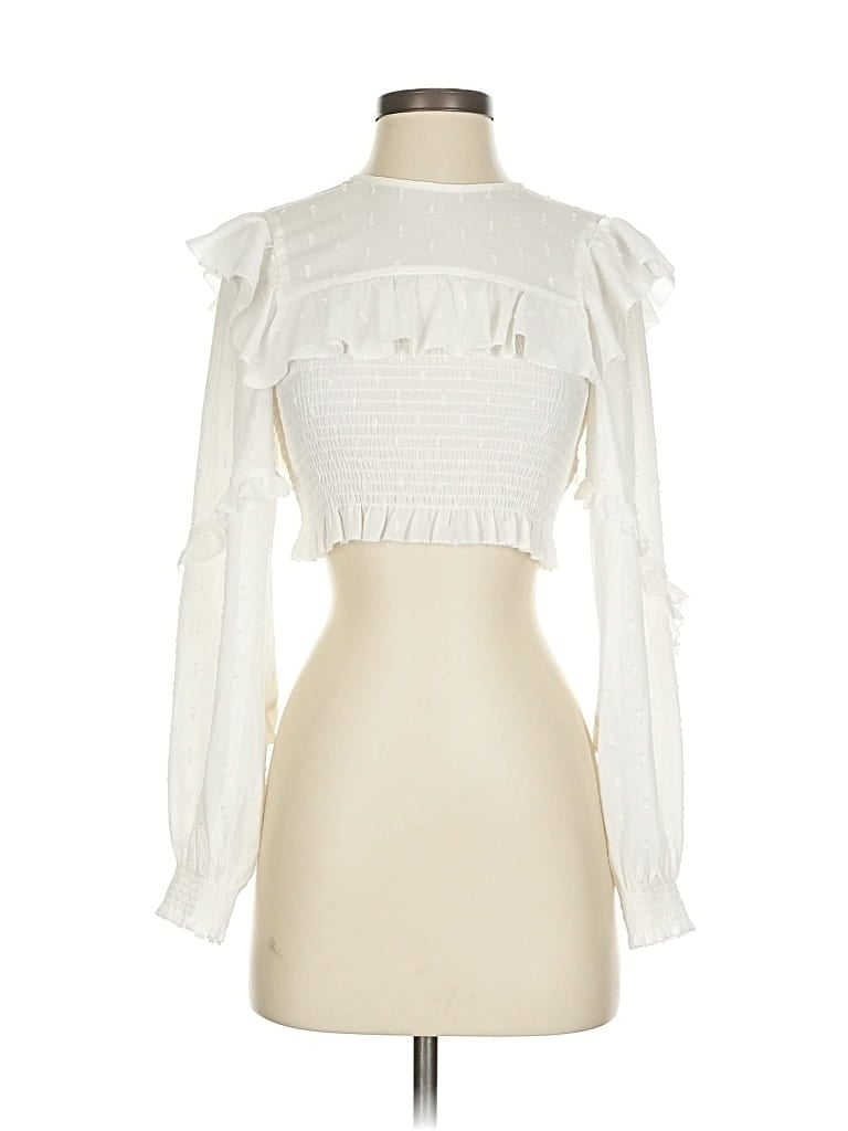 Pre-owned Blue Life Long Sleeve Blouse In White