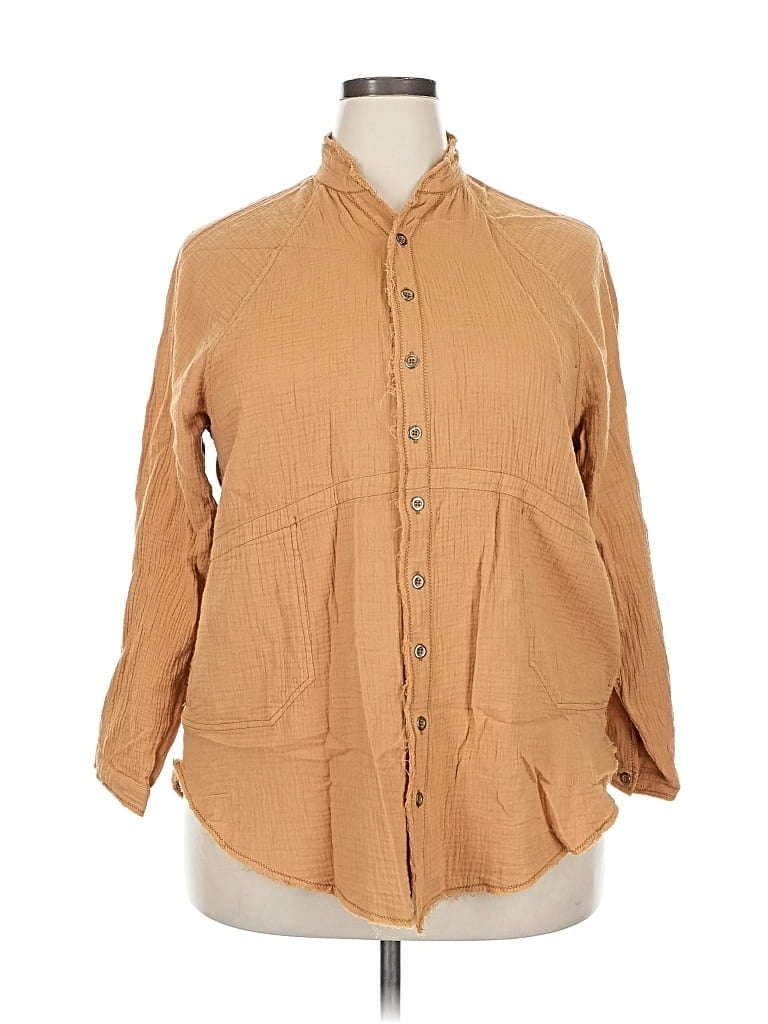 Pre-owned We The Free Long Sleeve Button Down Shirt In Brown