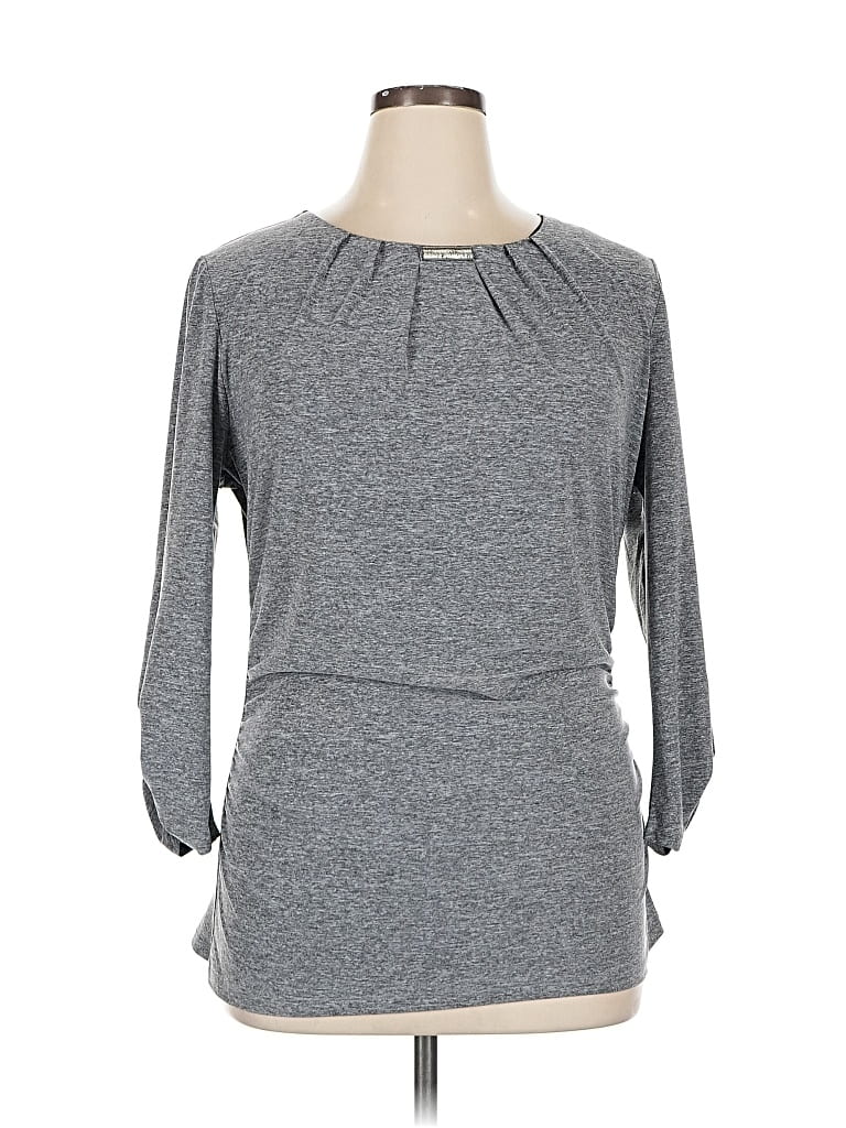 Pre-owned Fortune + Ivy Long Sleeve Top Gray Crew Neck Tops