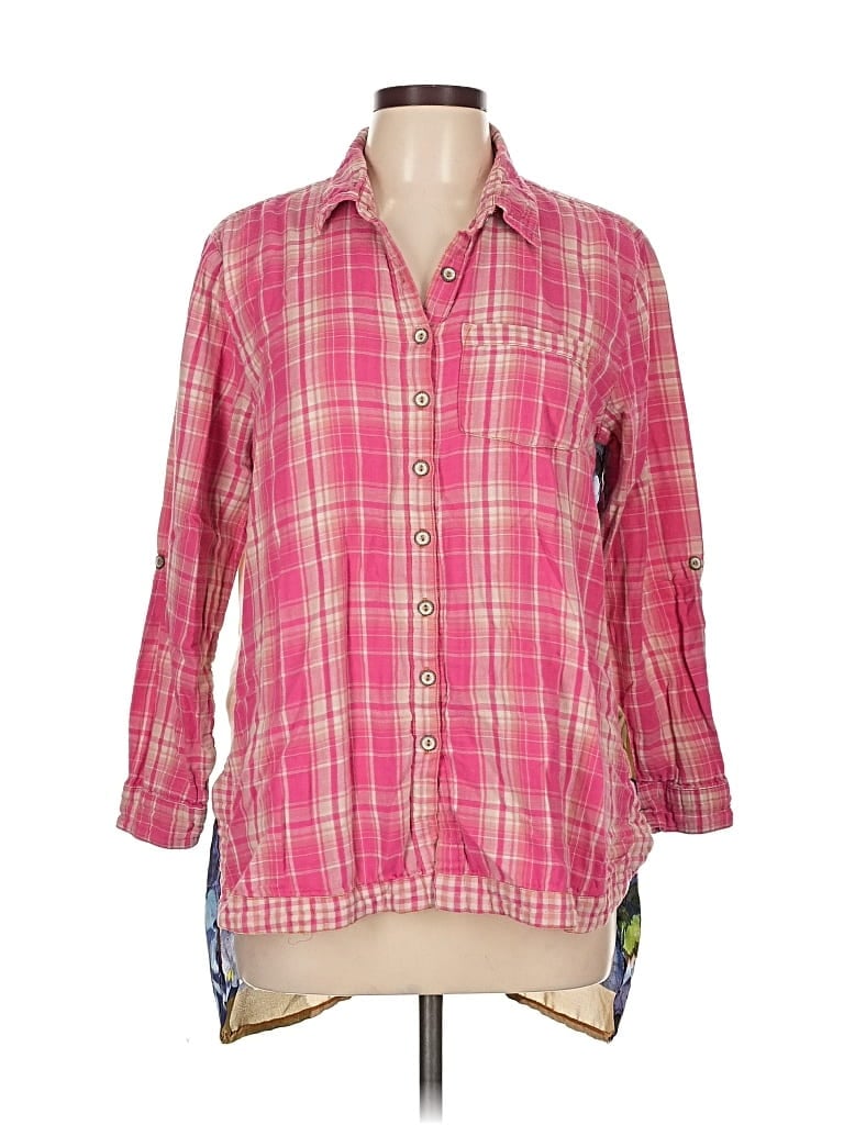Pre-owned Soft Surroundings 3/4 Sleeve Button Down Shirt In Pink