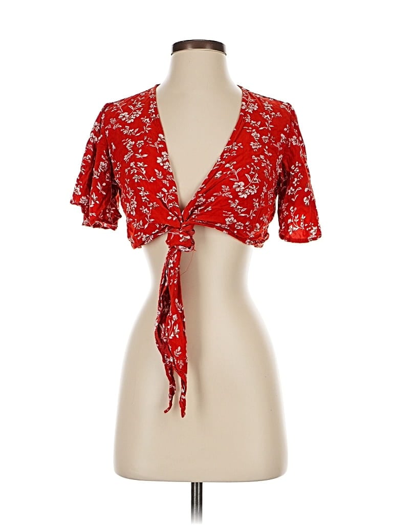 Pre-owned Shein Short Sleeve Blouse In Red