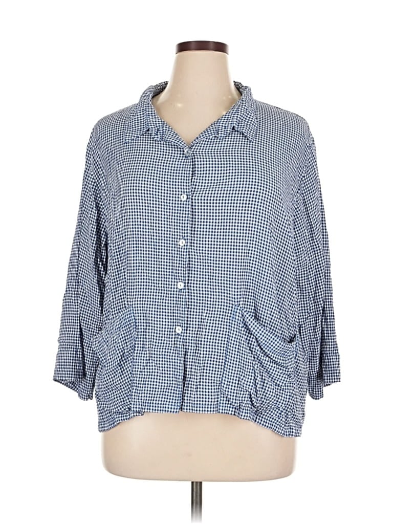 Pre-owned Cut.loose 3/4 Sleeve Button Down Shirt In Blue