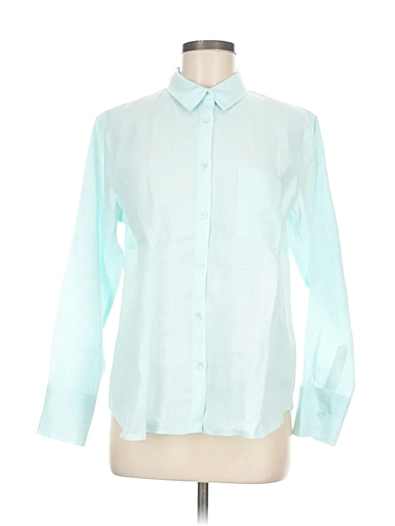Pre-owned Pure Collection Long Sleeve Button Down Shirt In Blue