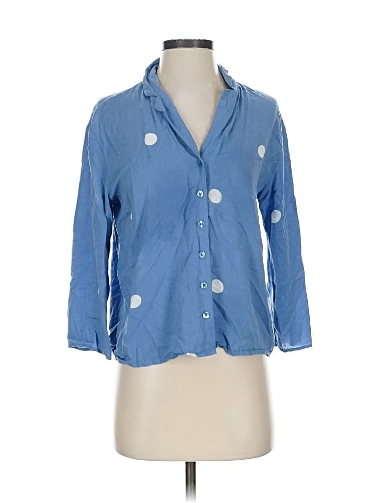 Pre-owned Nordstrom 3/4 Sleeve Button Down Shirt In Blue