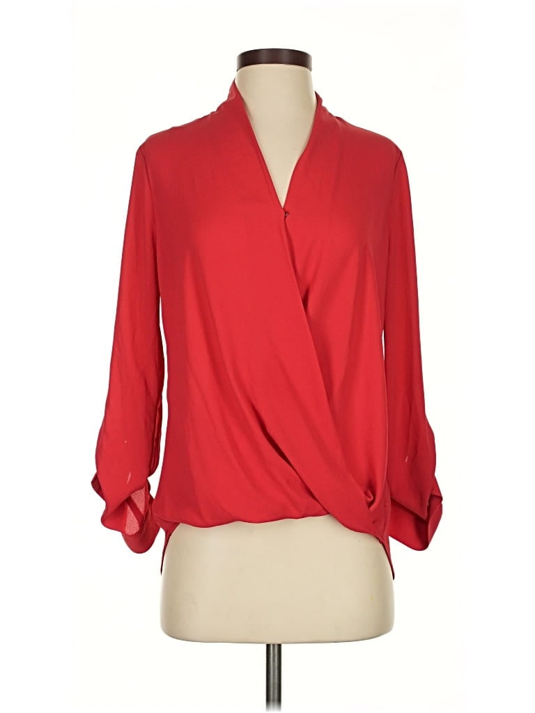 Pre-owned Pleione 3/4 Sleeve Blouse In Red