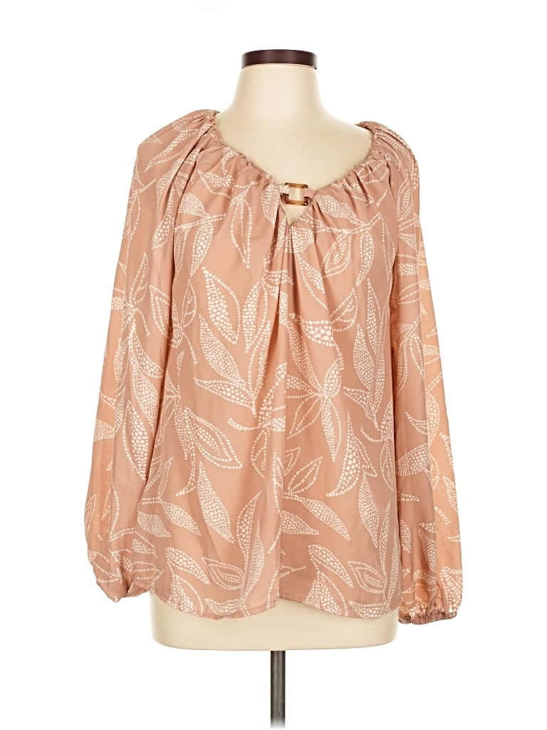 Pre-owned Absolutely Famous Long Sleeve Blouse In Brown