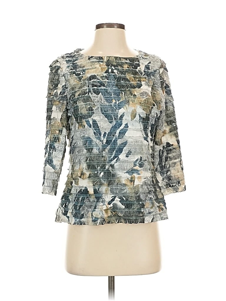 Pre-owned Coldwater Creek 3/4 Sleeve T-shirt In Silver