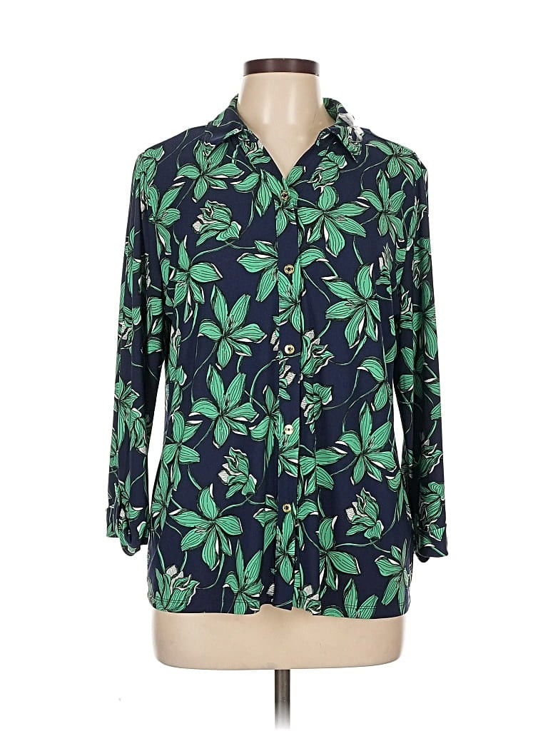 Pre-owned Jones New York Signature 3/4 Sleeve Blouse In Green