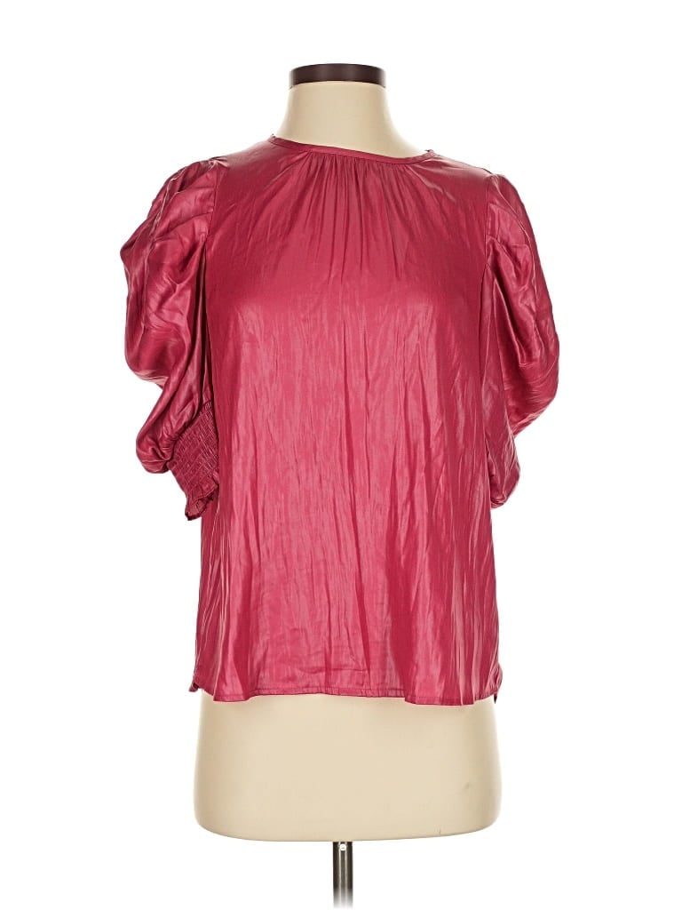 CURRENT AIR Pre-owned Short Sleeve Blouse In Burgundy