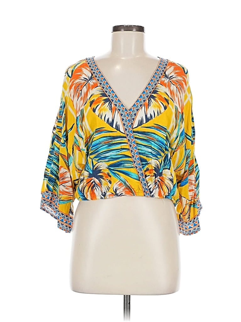 Pre-owned Free Market By Flying Tomato 3/4 Sleeve Blouse In Yellow