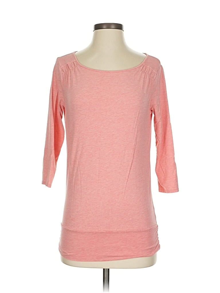 Pre-owned Garnet Hill 3/4 Sleeve Top Pink Boatneck Tops