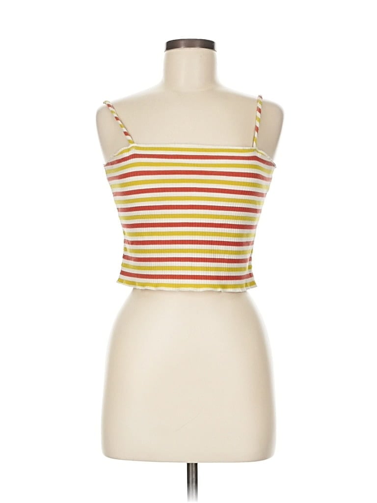 Pre-owned Sky And Sparrow Tank Top Yellow Strapless Neckline Tops