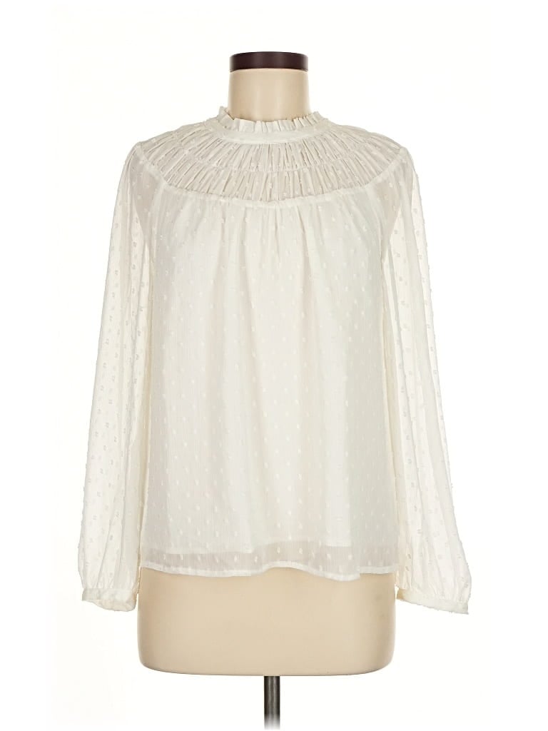 Pre-owned J.crew Factory Store Long Sleeve Blouse In White