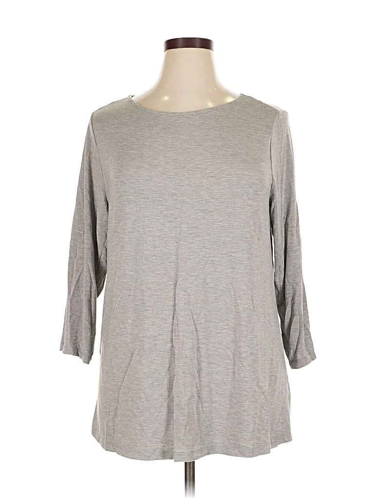 Pre-owned H By Halston 3/4 Sleeve T-shirt In Gray