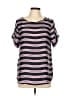 MICHAEL Michael Kors 100% Polyester Stripes Purple Short Sleeve Blouse Size 10 - photo 1
