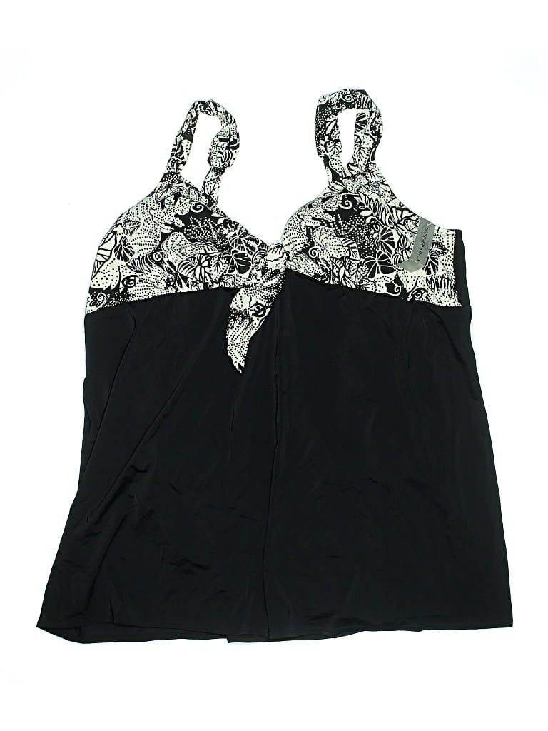 Catherines Swimsuit Top Black Paisley Pattern Swimwear