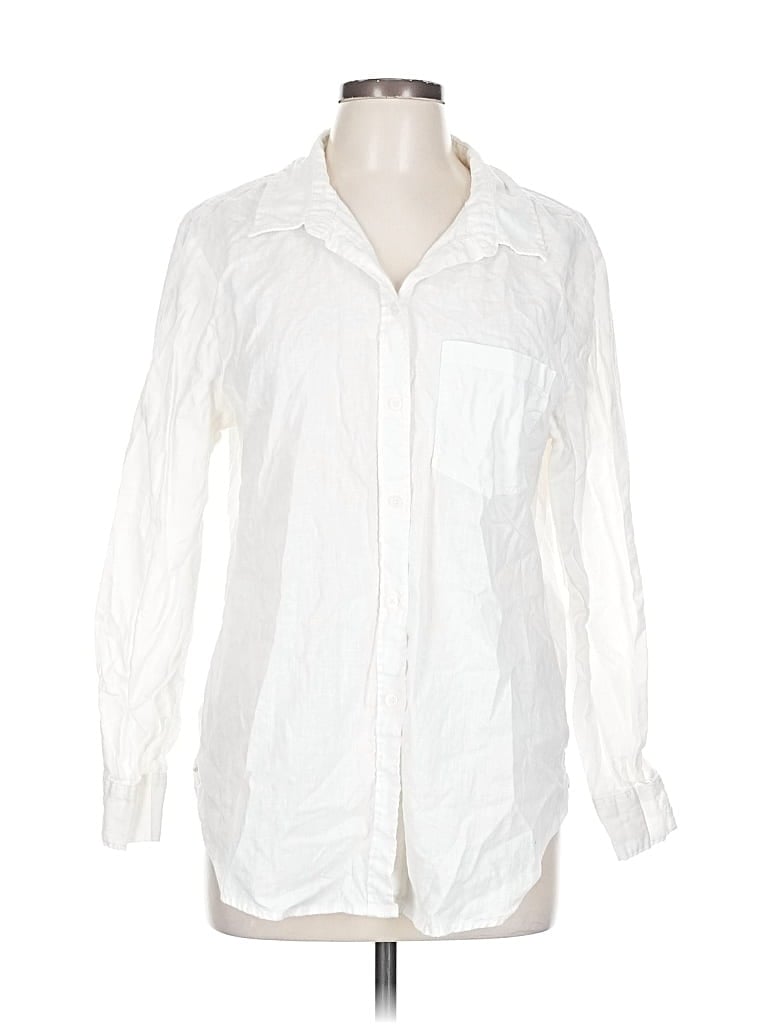 Pre-owned H&m Long Sleeve Button Down Shirt In White