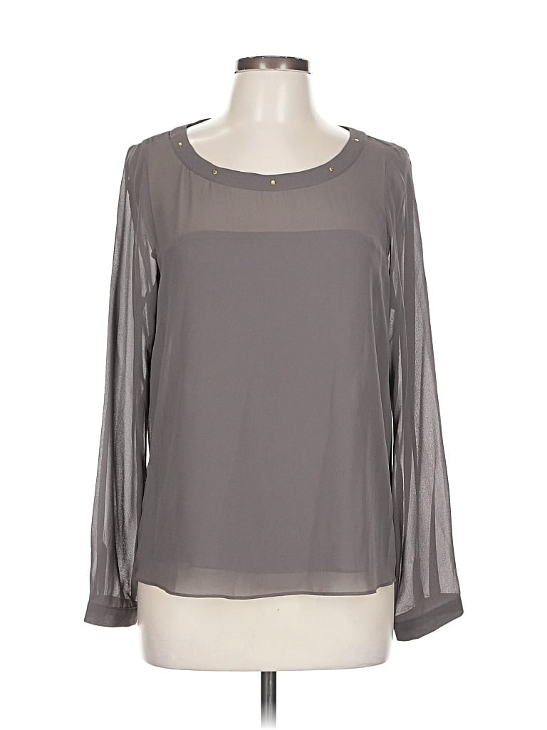 Pre-owned Naked Zebra Long Sleeve Blouse In Gray