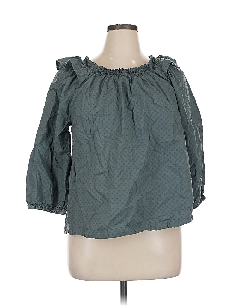 Pre-owned Sonoma Goods For Life 3/4 Sleeve Blouse In Gray