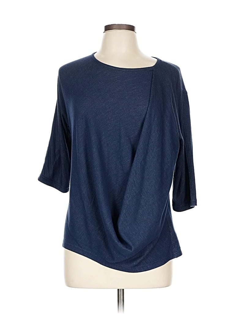 Pre-owned Riders By Lee 3/4 Sleeve Top Blue Boatneck Tops