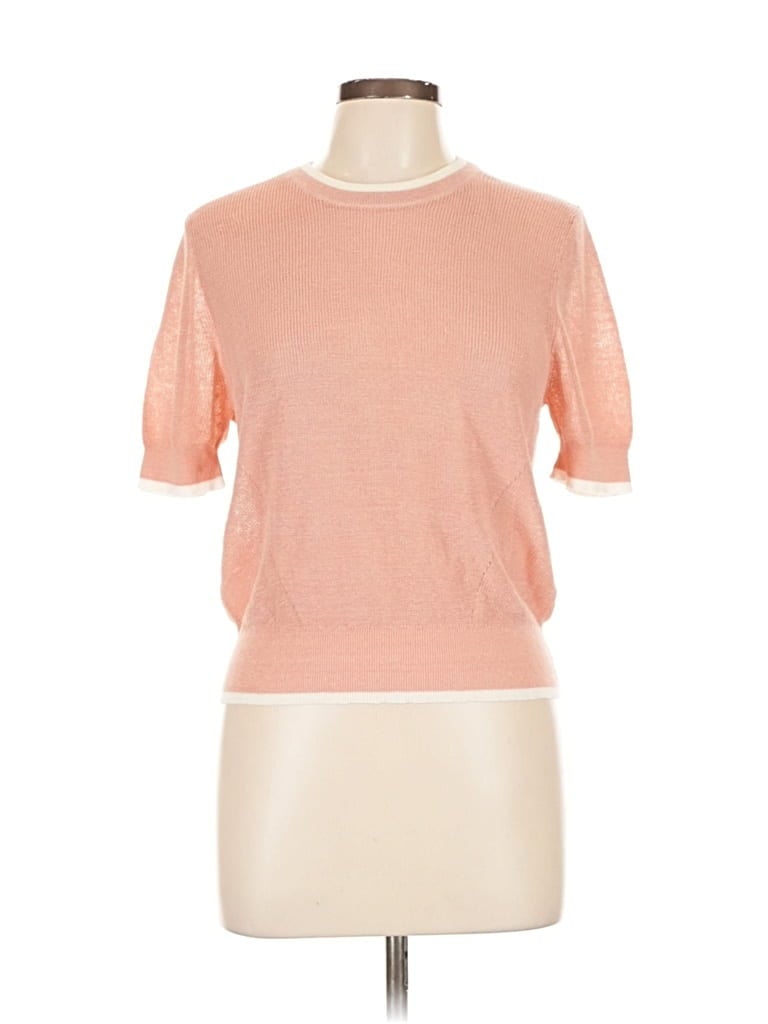 Pre-owned Veronica Beard Short Sleeve Top Pink Mock Neckline Tops