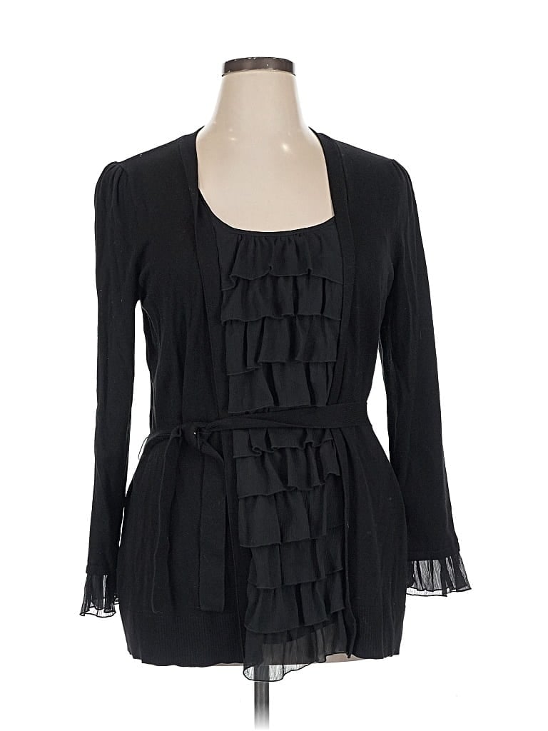 Pre-owned Inc International Concepts Long Sleeve Top Black Square Neckline Tops