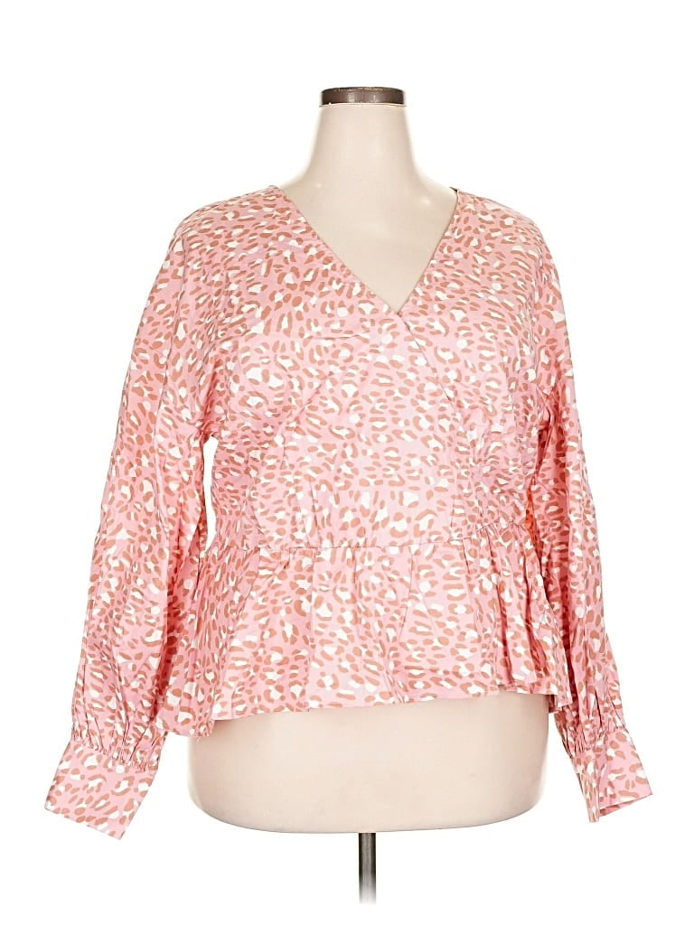 Eloquii Long Sleeve Blouse In Pink