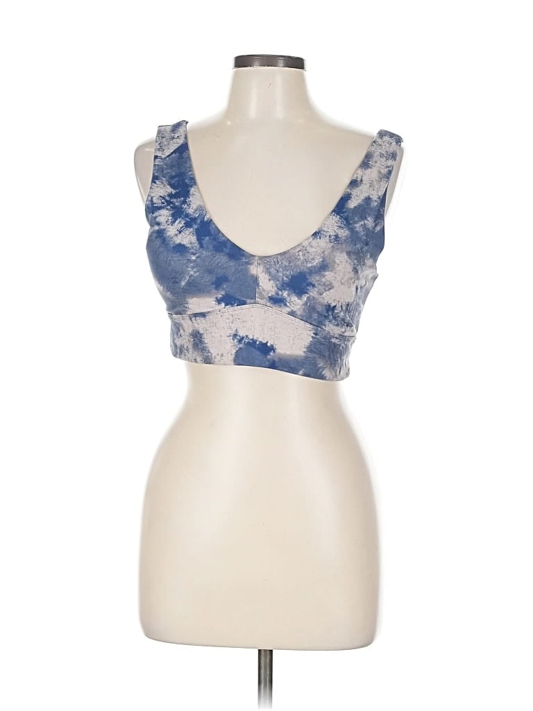 Pre-owned Harmony And Balance Tank Top Blue Strapless Neckline Tops