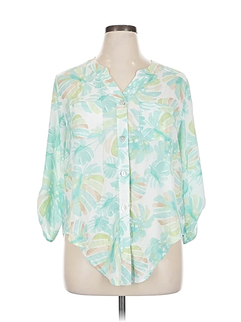 RUBY RD. Pre-owned 3/4 Sleeve Blouse In Green