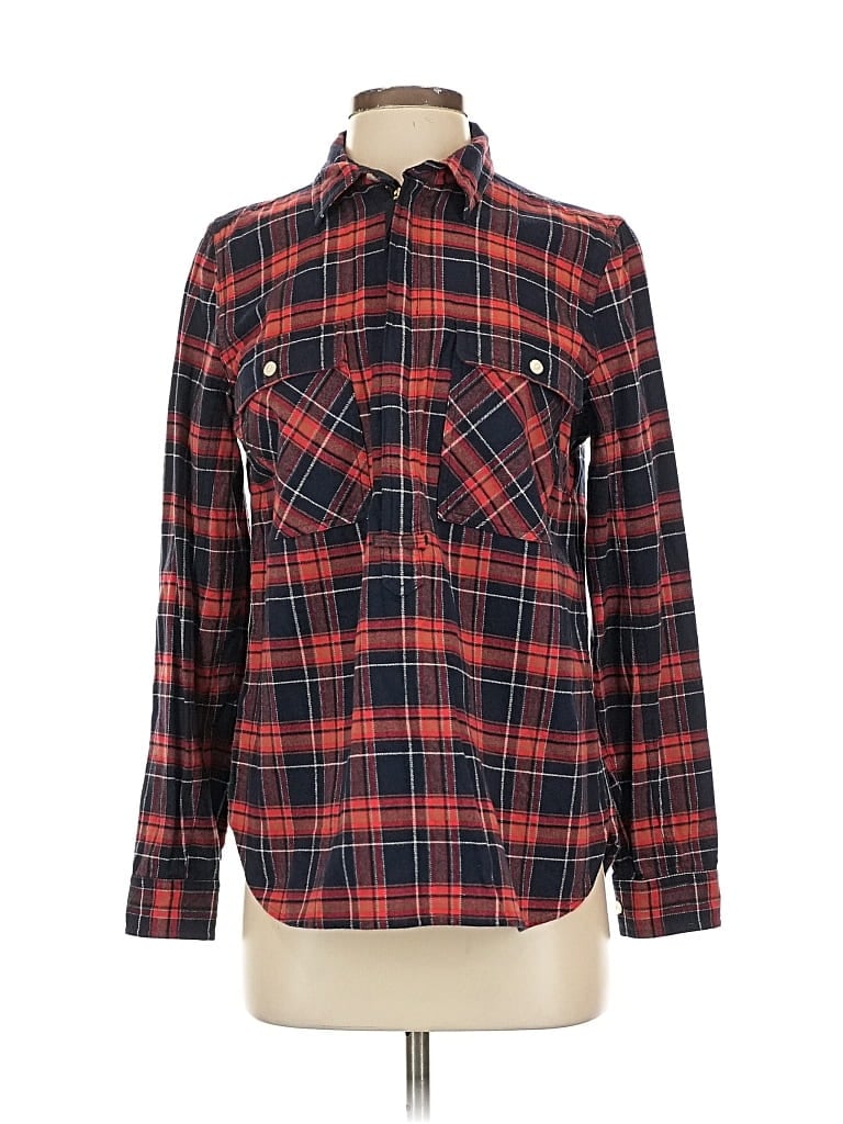 Pre-owned J.crew Factory Store Long Sleeve Button Down Shirt In Red