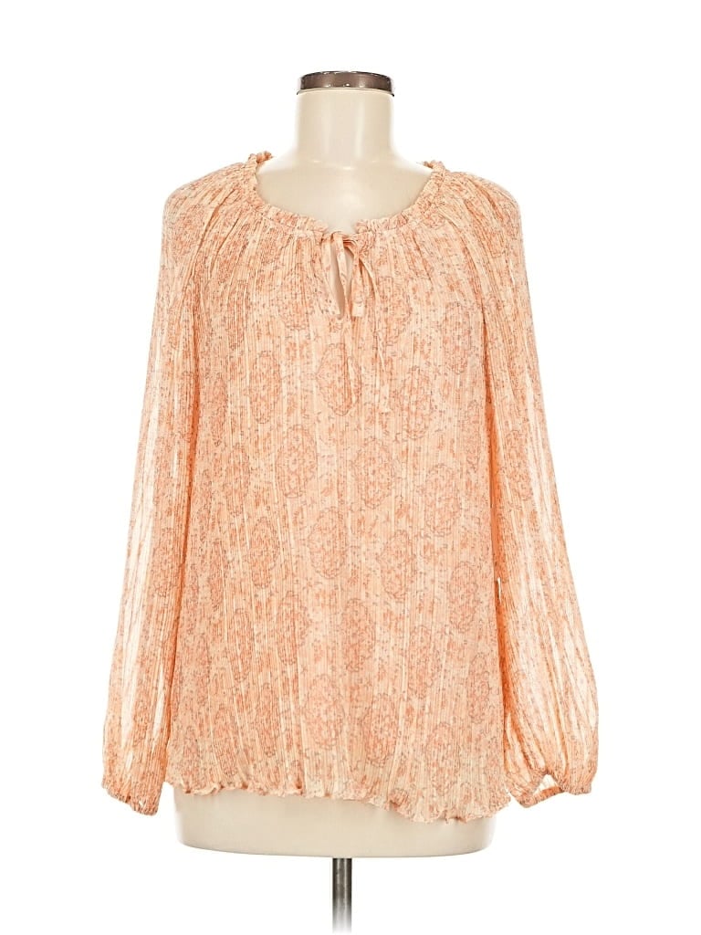Pre-owned Lc Lauren Conrad Long Sleeve Blouse In Orange