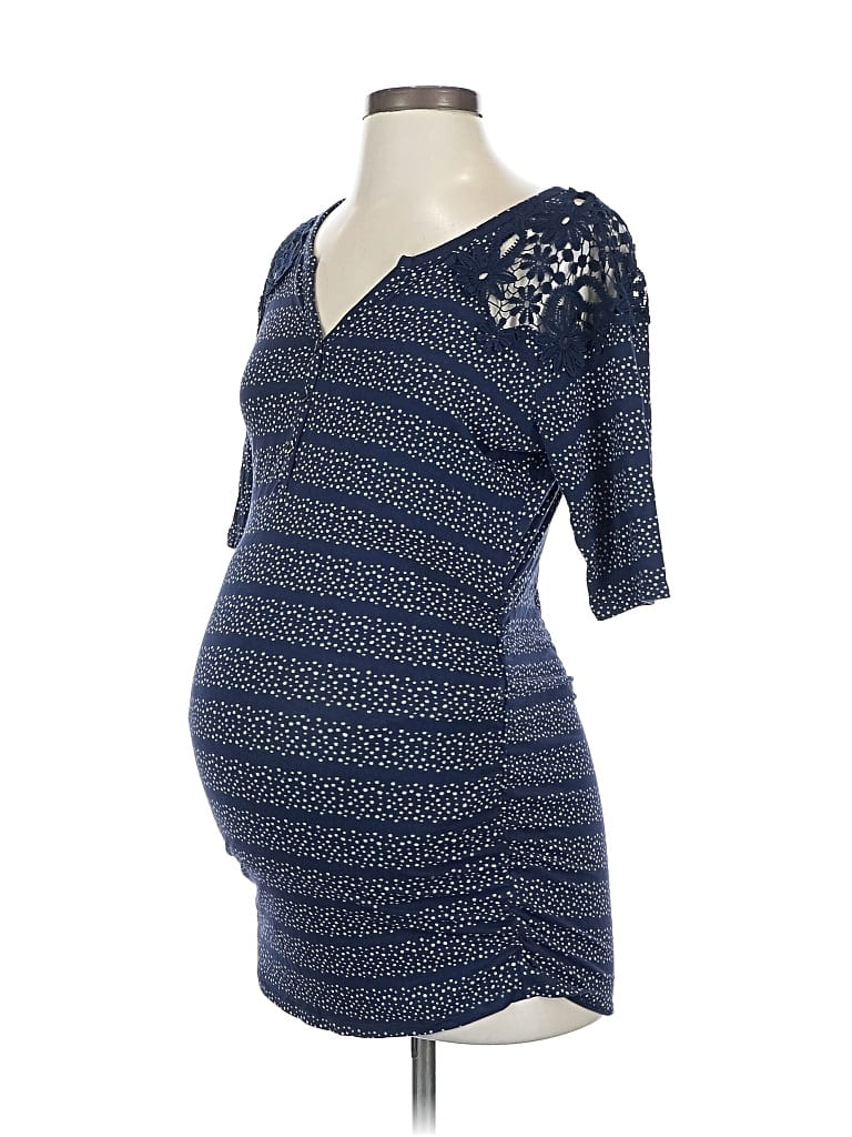 Pre-owned Motherhood 3/4 Sleeve Top Blue Sweetheart Neckline Tops